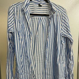 ZARA blue and white stripped top